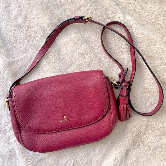 Kate Spade Adelaide James Street Leather Crossbody Bag Maroon Burgundy - Picture 1 of 13
